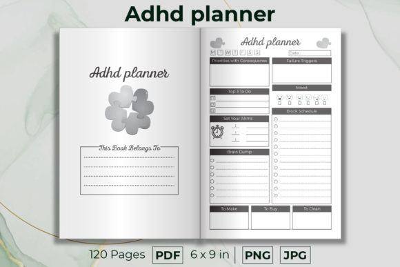 Enhance Your Design Projects with ADHD Planner KDP Interior Graphic